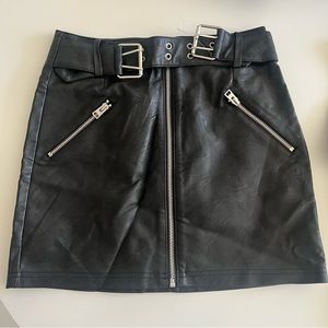 Topshop Leather Moto Mini Skirt